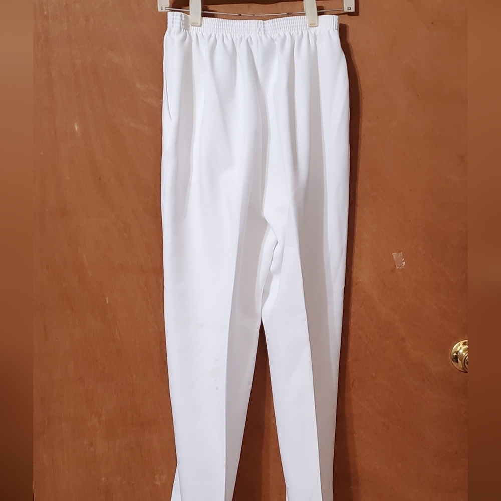 Donnkenny Size 14P White Knit Pants Elastic Waist - Picture 3 of 4